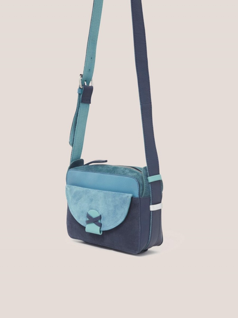 Navy Multi White Stuff Lola Leather Camera Bag | 73094LKZI