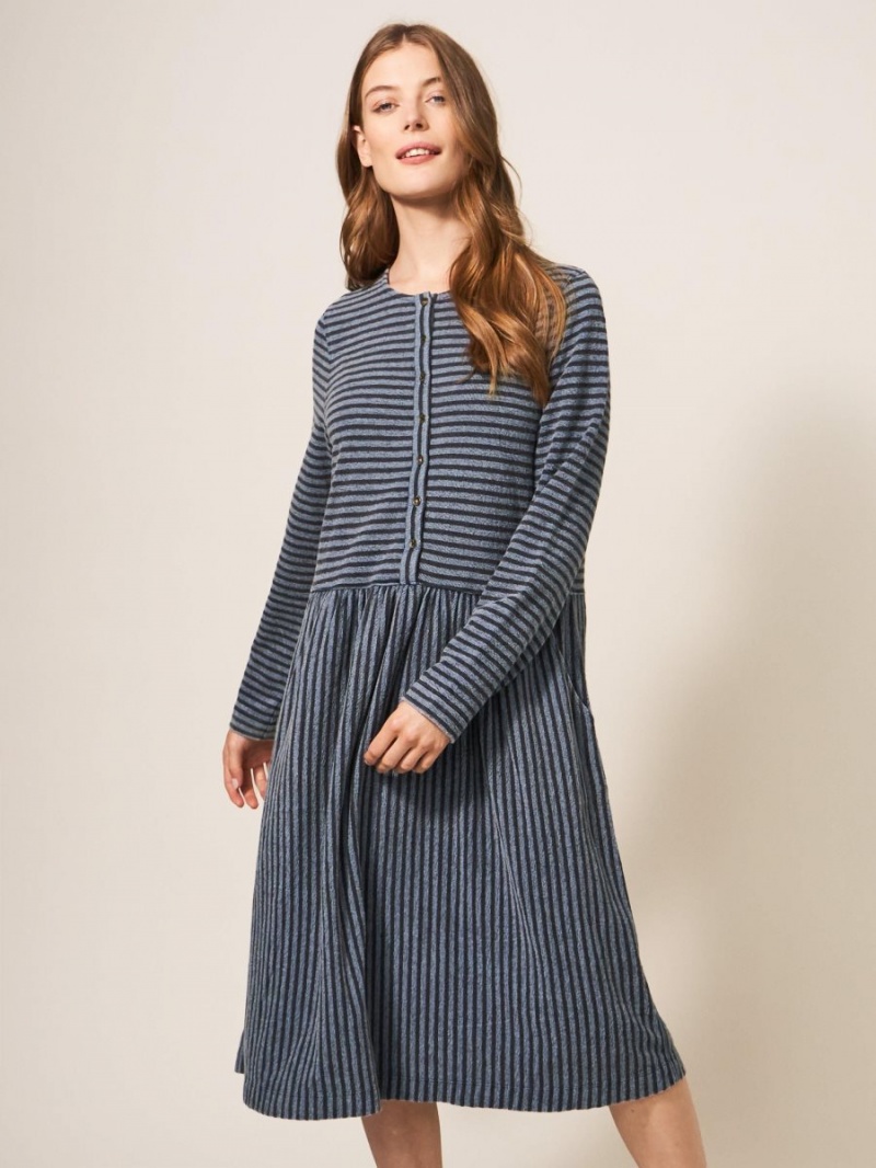 Navy Multi White Stuff Marsia Stripe Jersey Dress | 30496NPJI