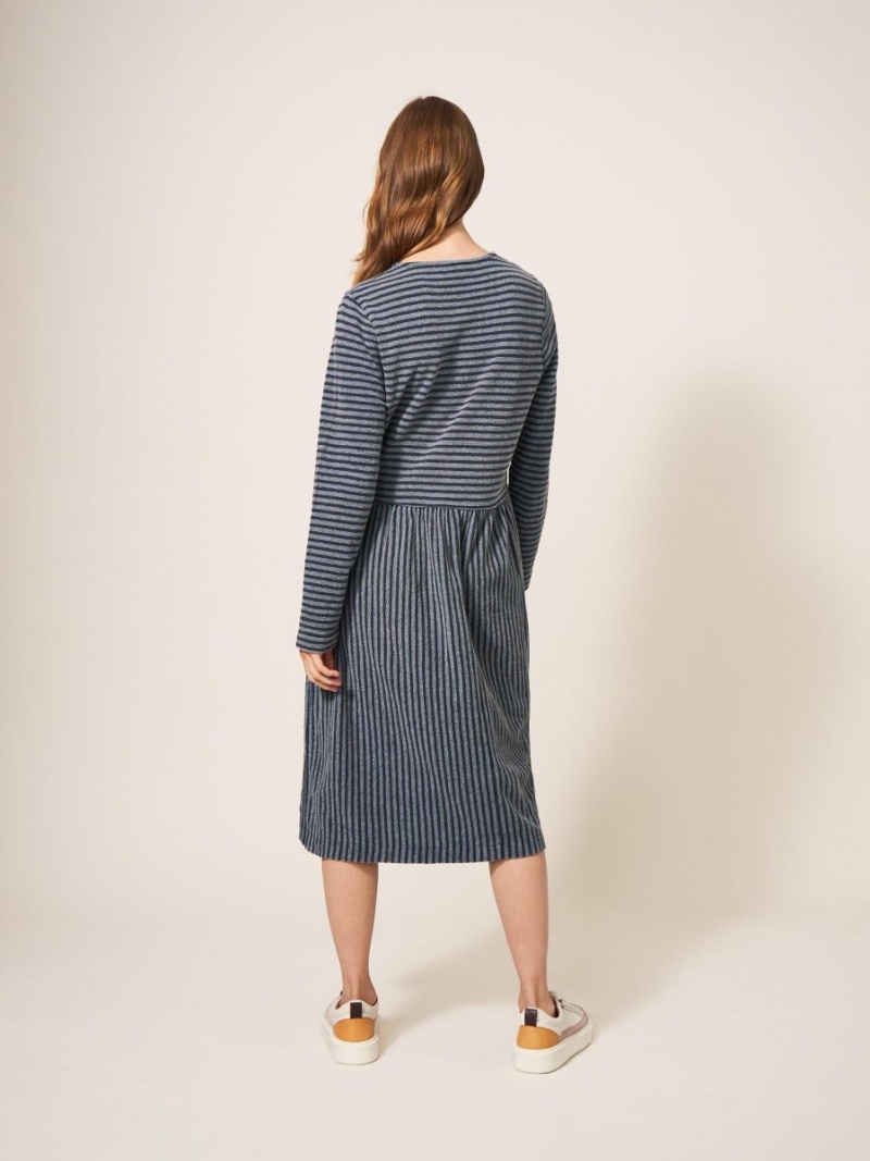 Navy Multi White Stuff Marsia Stripe Jersey Dress | 30496NPJI