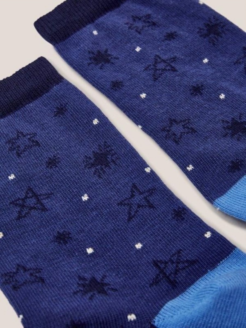 Navy Multi White Stuff Sparkle Star Ankle Socks | 80132FMXG