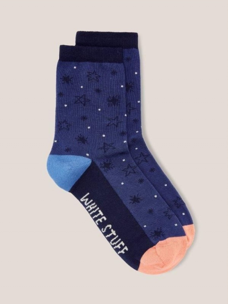 Navy Multi White Stuff Sparkle Star Ankle Socks | 80132FMXG