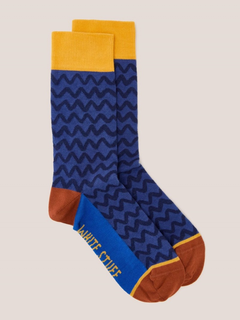 Navy Multi White Stuff Squiggly Stripe Ankle Sock | 32604WBFY