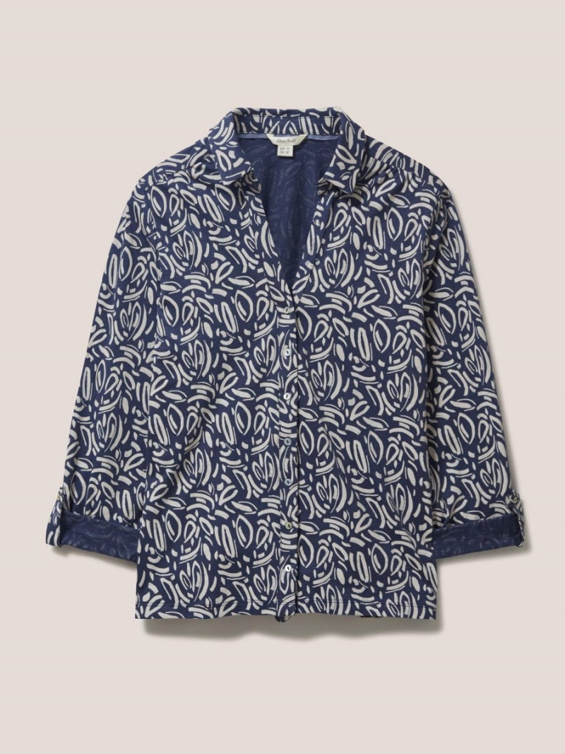 Navy Print White Stuff Annie Print Jersey Shirt | 09678KMZU