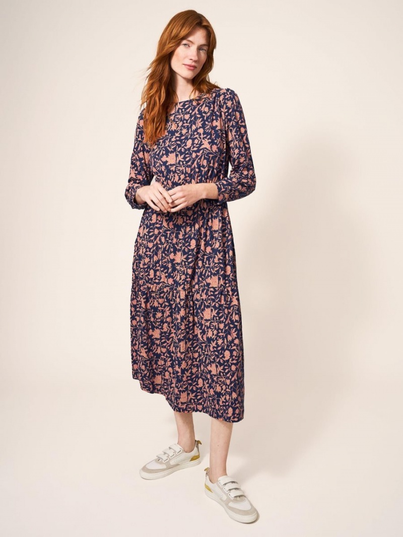 Navy Print White Stuff Olive Jersey Dress | 49728QSDP