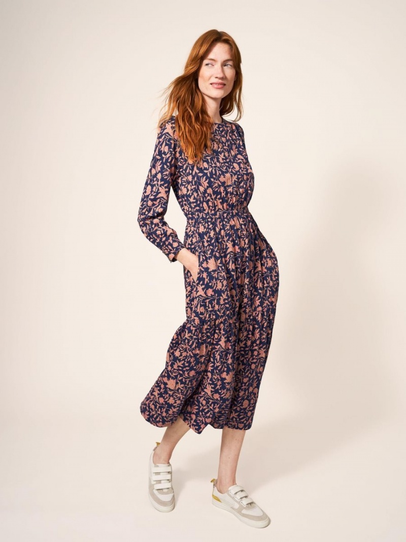 Navy Print White Stuff Olive Jersey Dress | 49728QSDP