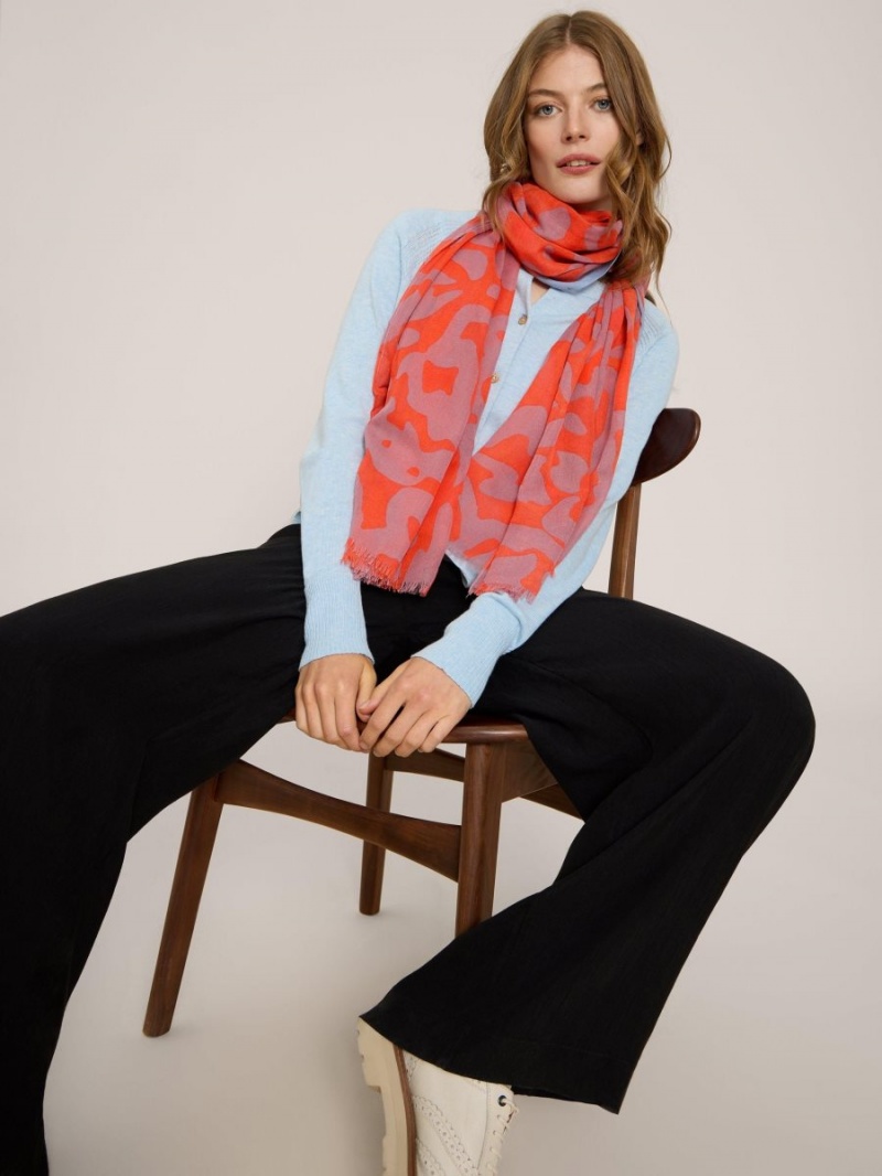 Orange Multi White Stuff Abstract Oversized Scarf | 07698EDYM