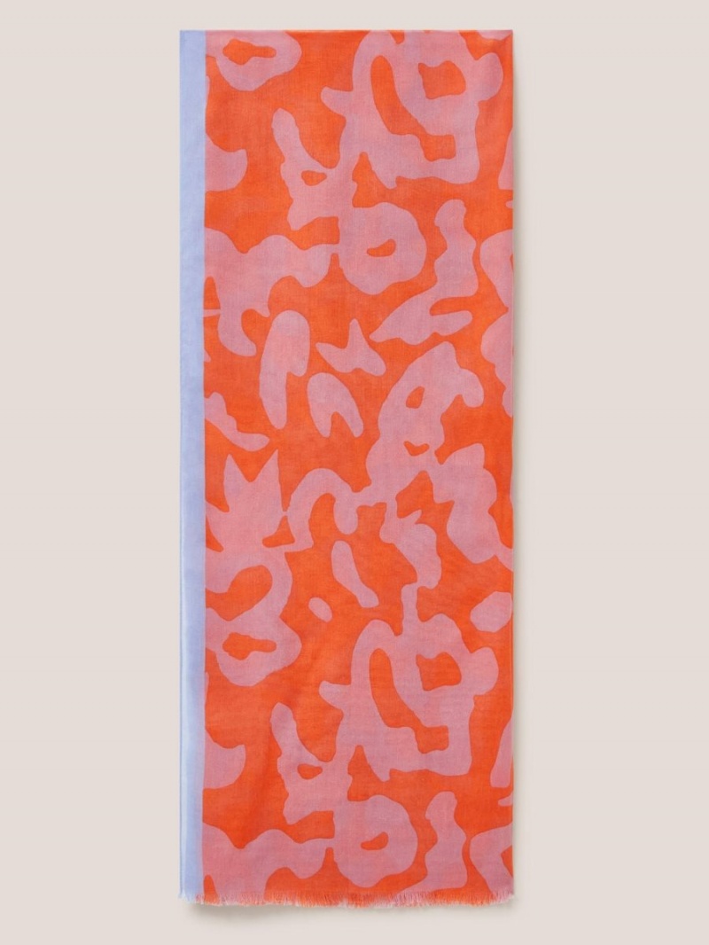 Orange Multi White Stuff Abstract Oversized Scarf | 07698EDYM