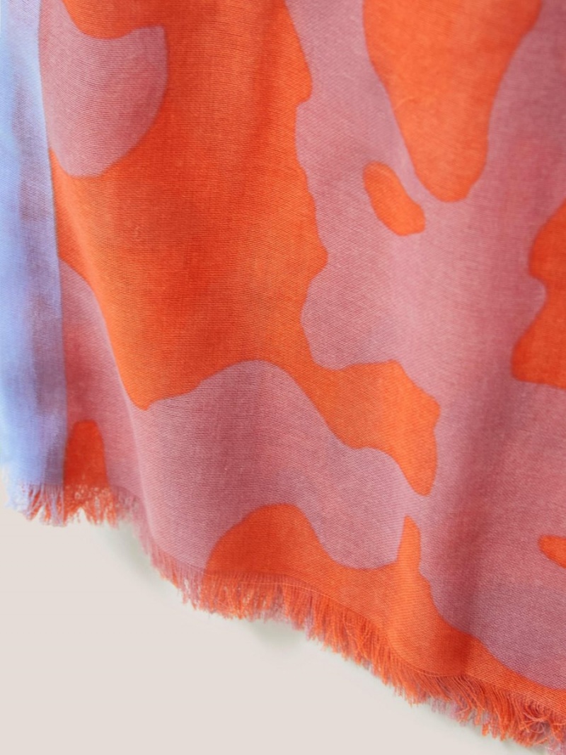 Orange Multi White Stuff Abstract Oversized Scarf | 07698EDYM