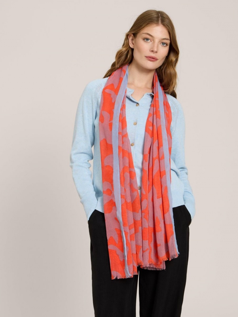 Orange Multi White Stuff Abstract Oversized Scarf | 07698EDYM