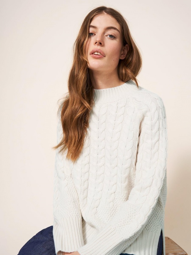 Pale Ivory White Stuff Cable Yoke Jumper | 58462XIYV