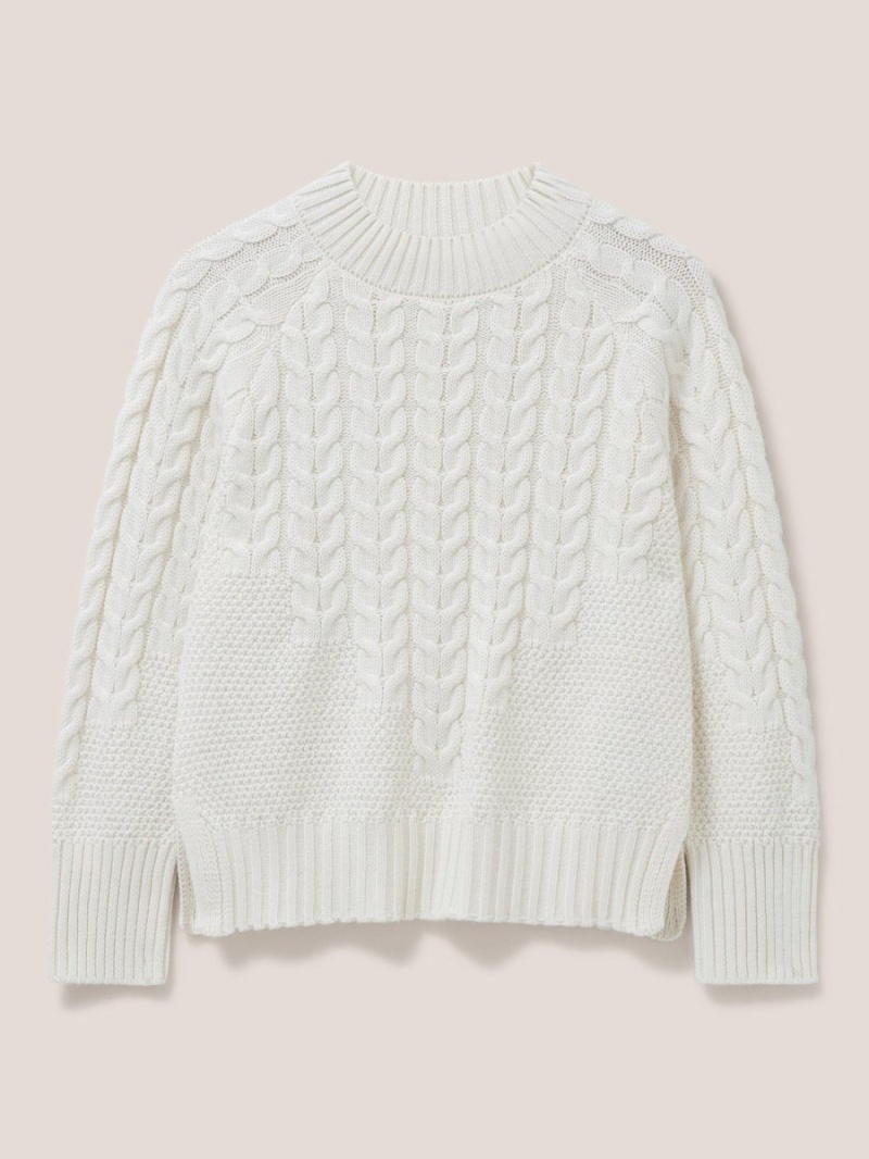 Pale Ivory White Stuff Cable Yoke Jumper | 58462XIYV