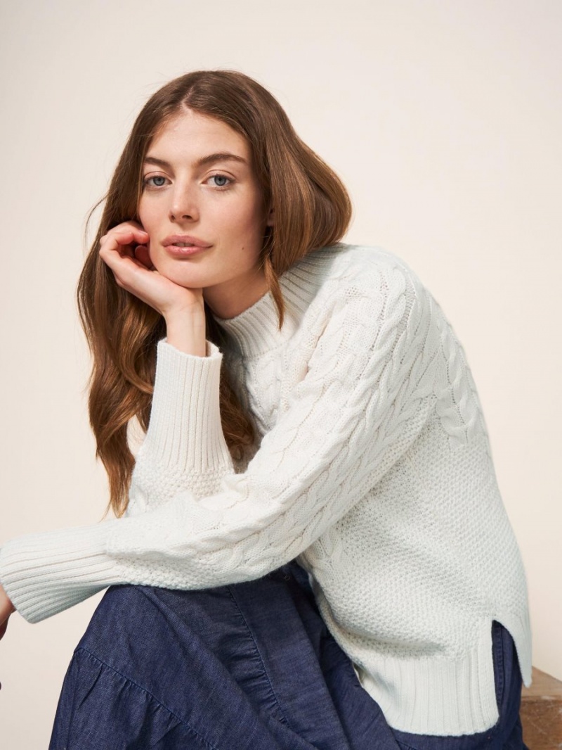 Pale Ivory White Stuff Cable Yoke Jumper | 58462XIYV