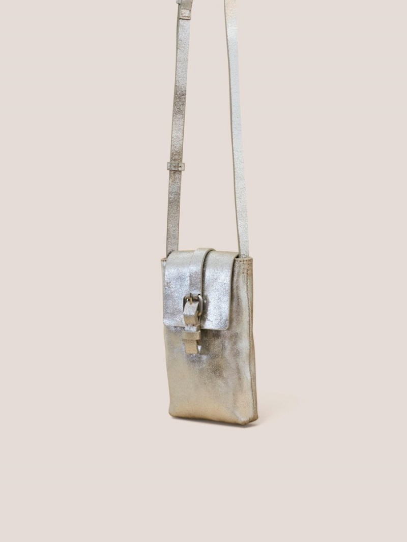 Pewter Metallic White Stuff Clara Buckle Phone Bag | 16403TSUG