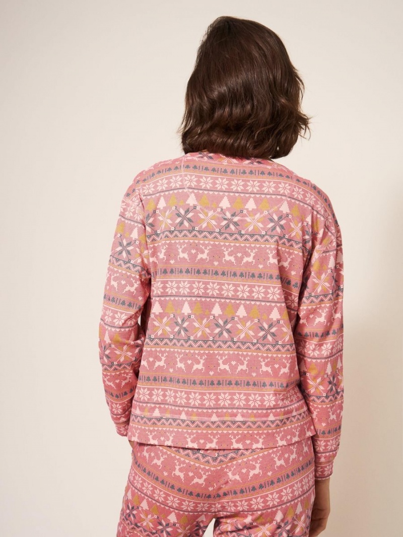 Pink Multi White Stuff Fairisle Reindeer Pj Top | 71045ADHW