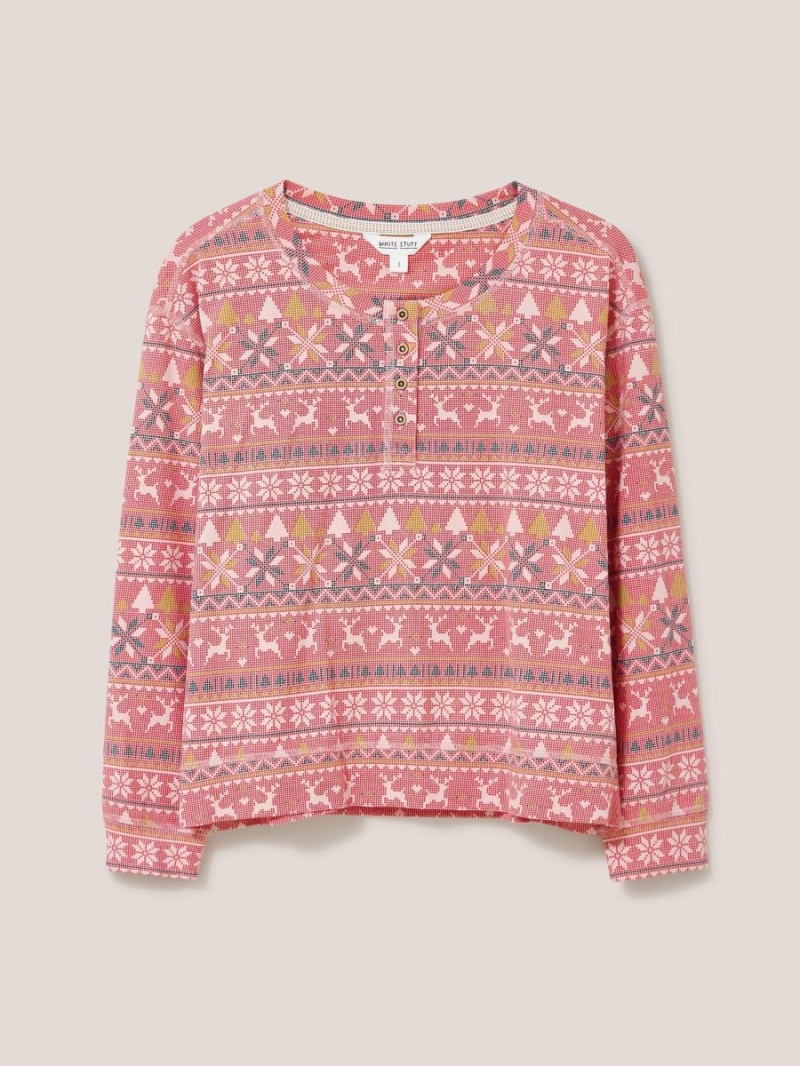 Pink Multi White Stuff Fairisle Reindeer Pj Top | 71045ADHW