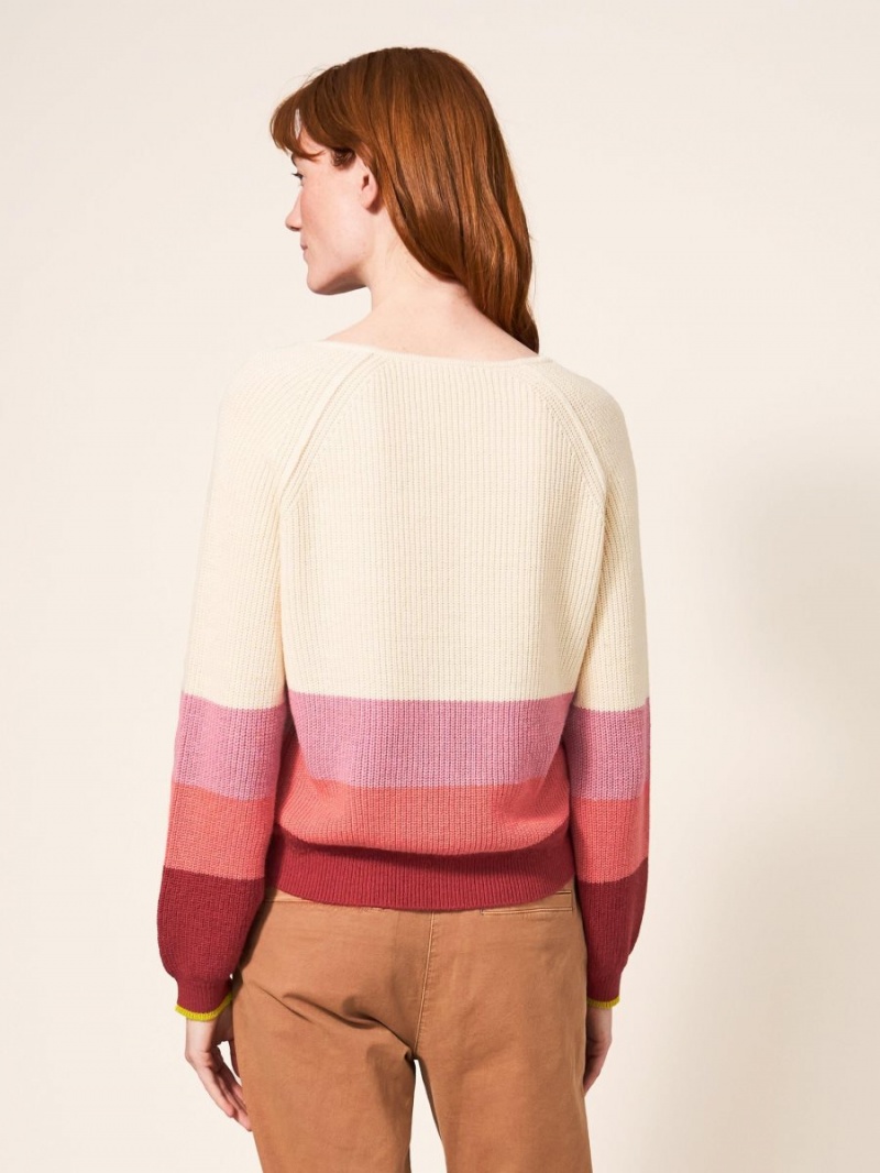 Pink Multi White Stuff Jennie Rib Jumper | 05379VWZD