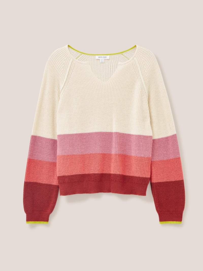 Pink Multi White Stuff Jennie Rib Jumper | 05379VWZD