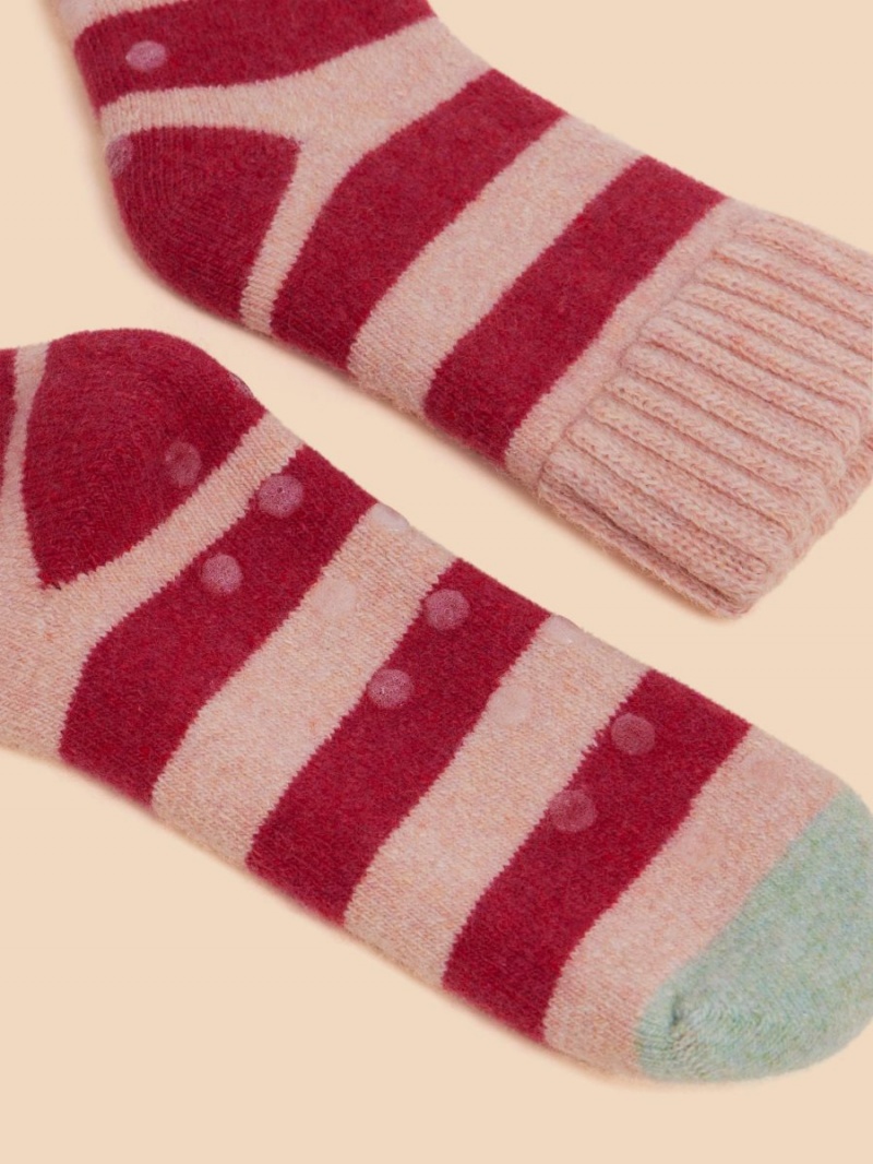 Pink Multi White Stuff Striped Loopback Cosy Sock | 46982YLMS