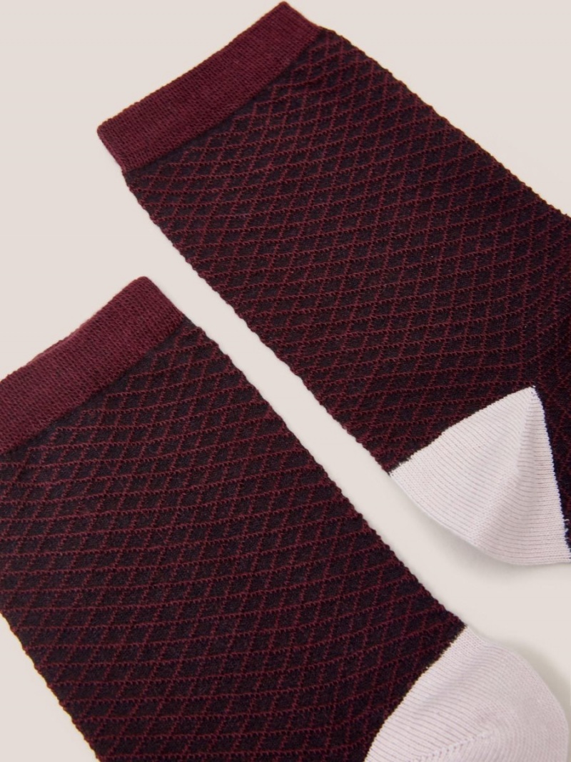 Plum Multi White Stuff Textured Diamond Ankle Socks | 21364ROUP