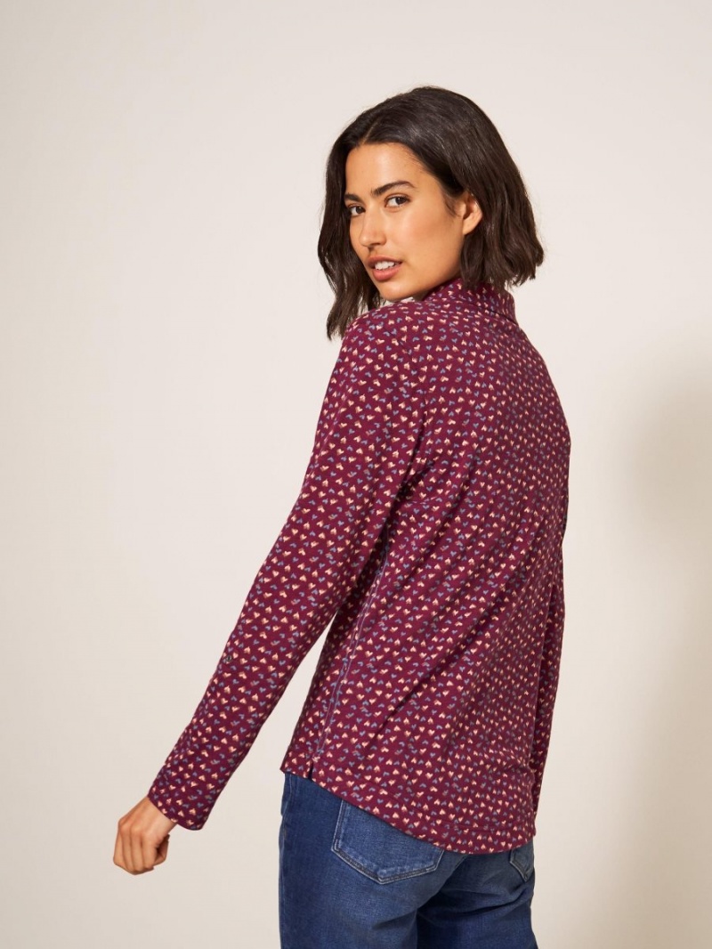 Plum Purple Print White Stuff Annie Cotton Jersey Shirt | 72109MVYR