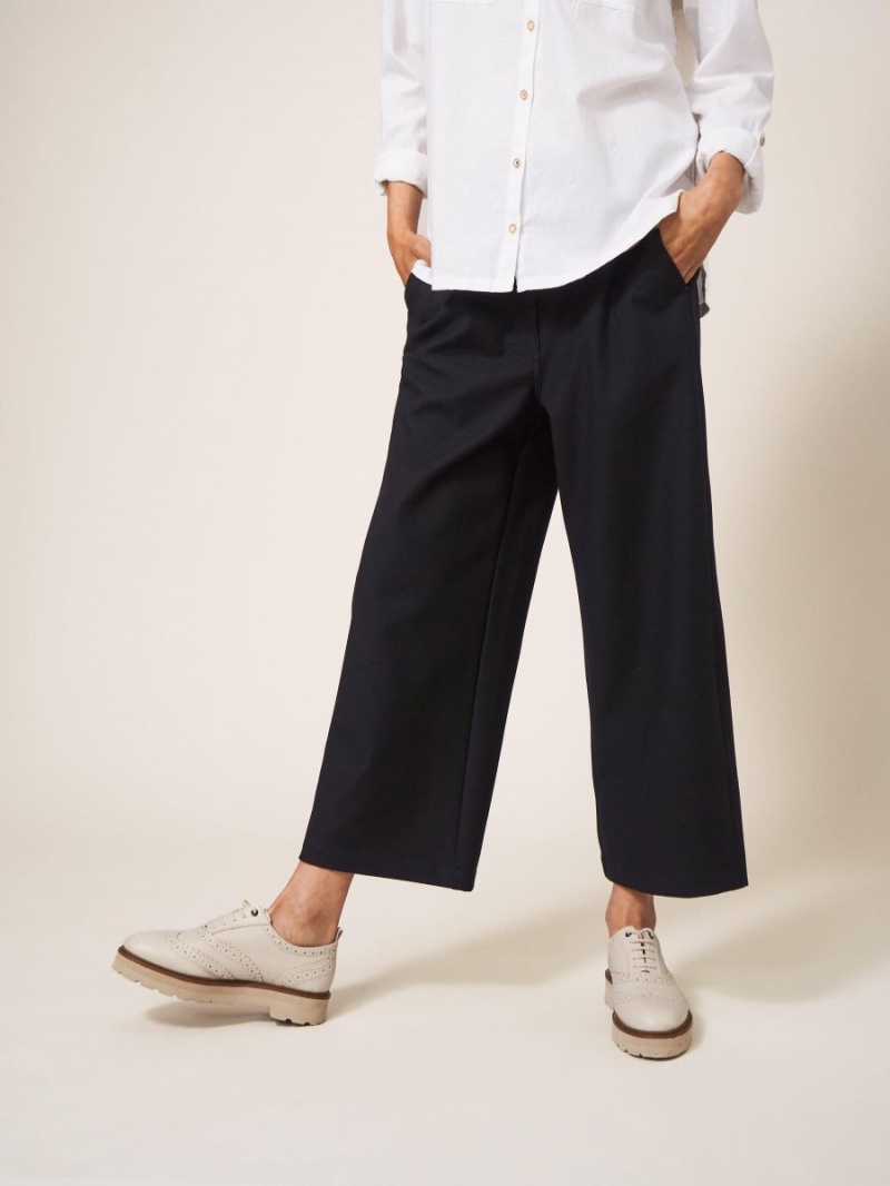 Pure Black White Stuff Belle Wide Leg Cropped Trouser | 74039PHSG