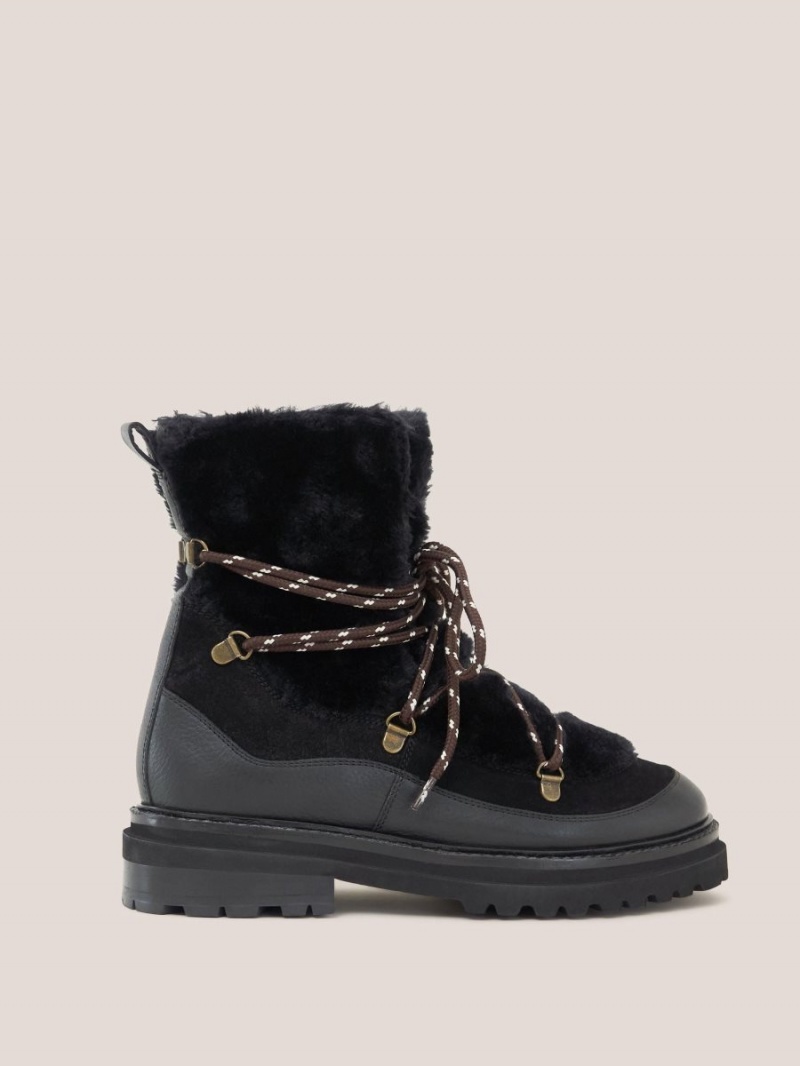 Pure Black White Stuff Hailey Lace Up Hiker Boot | 60754CFAT