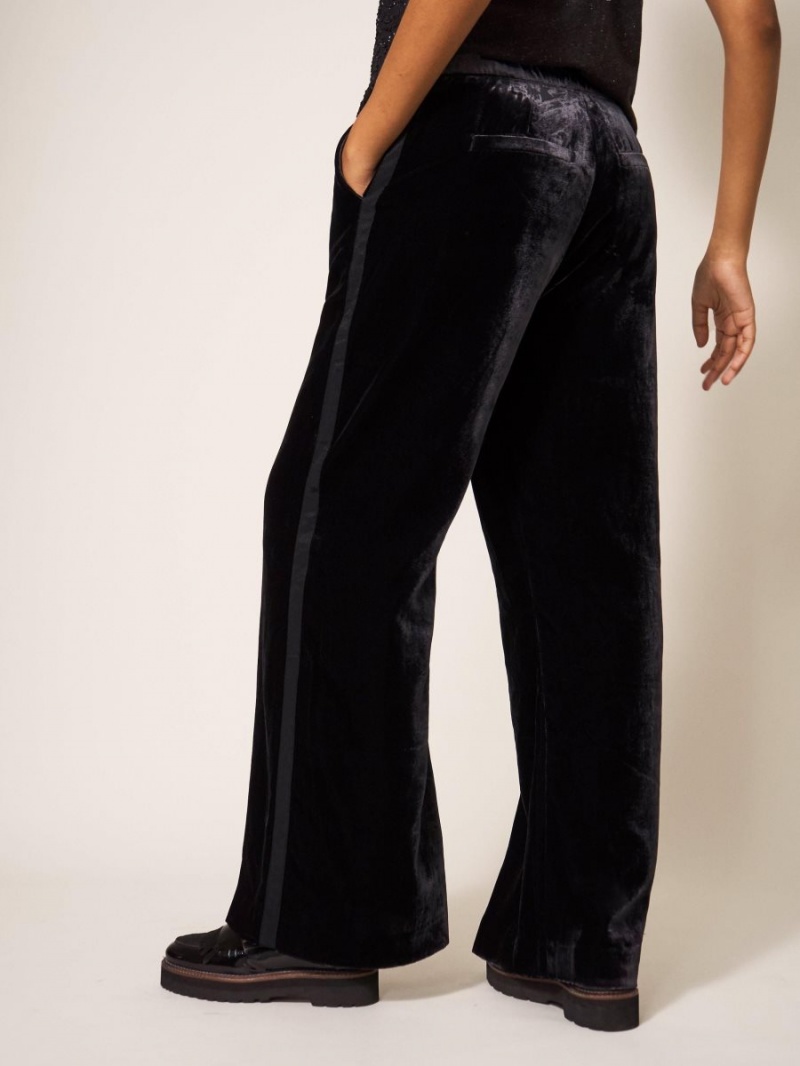 Pure Black White Stuff Jenny Velvet Wide Leg Trouser | 95341FAGW