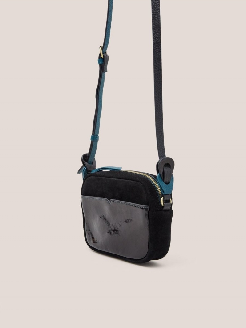 Pure Black White Stuff Lexi Patent Mini Camera Bag | 06239JABC