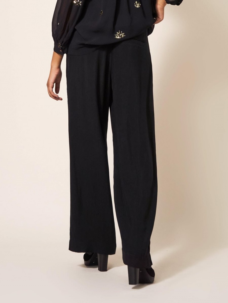 Pure Black White Stuff Lucinda Crepe Wide Leg Trouser | 24036CFQE