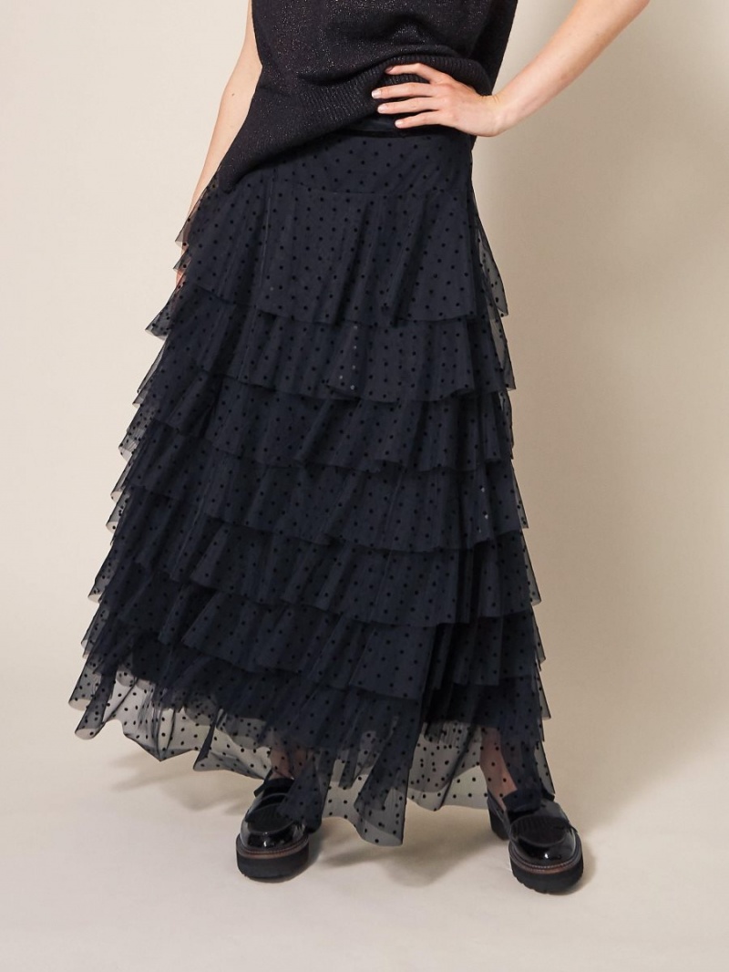 Pure Black White Stuff Rowan Spot Tulle Skirt | 13259RMPA