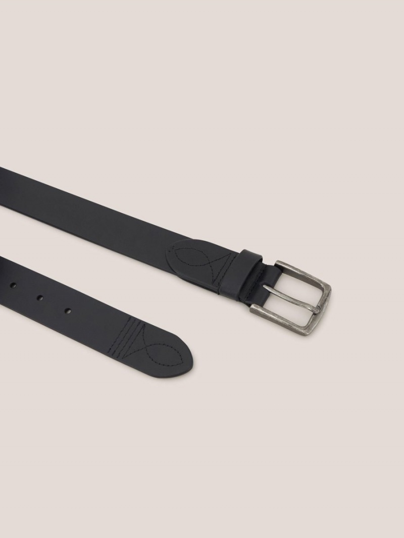 Pure Black White Stuff Smart Leather Belt | 15476IQEG