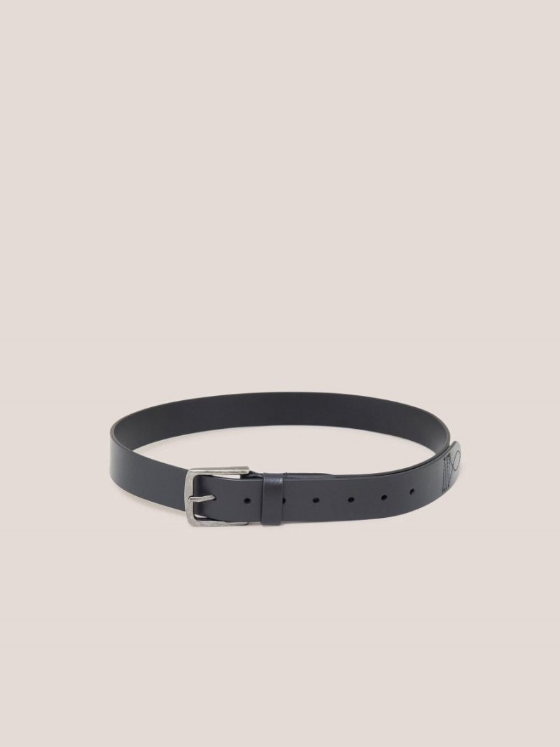 Pure Black White Stuff Smart Leather Belt | 15476IQEG