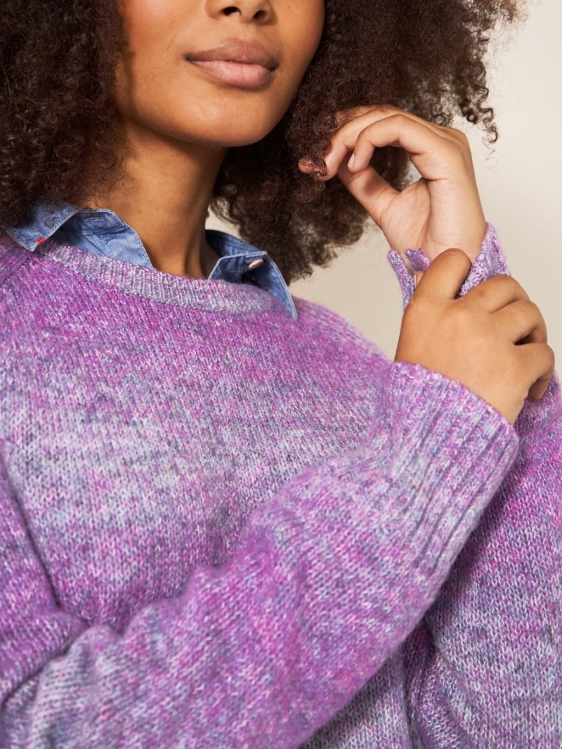 Purple Multi White Stuff Space Dye Wool Jumper | 42183RSJP