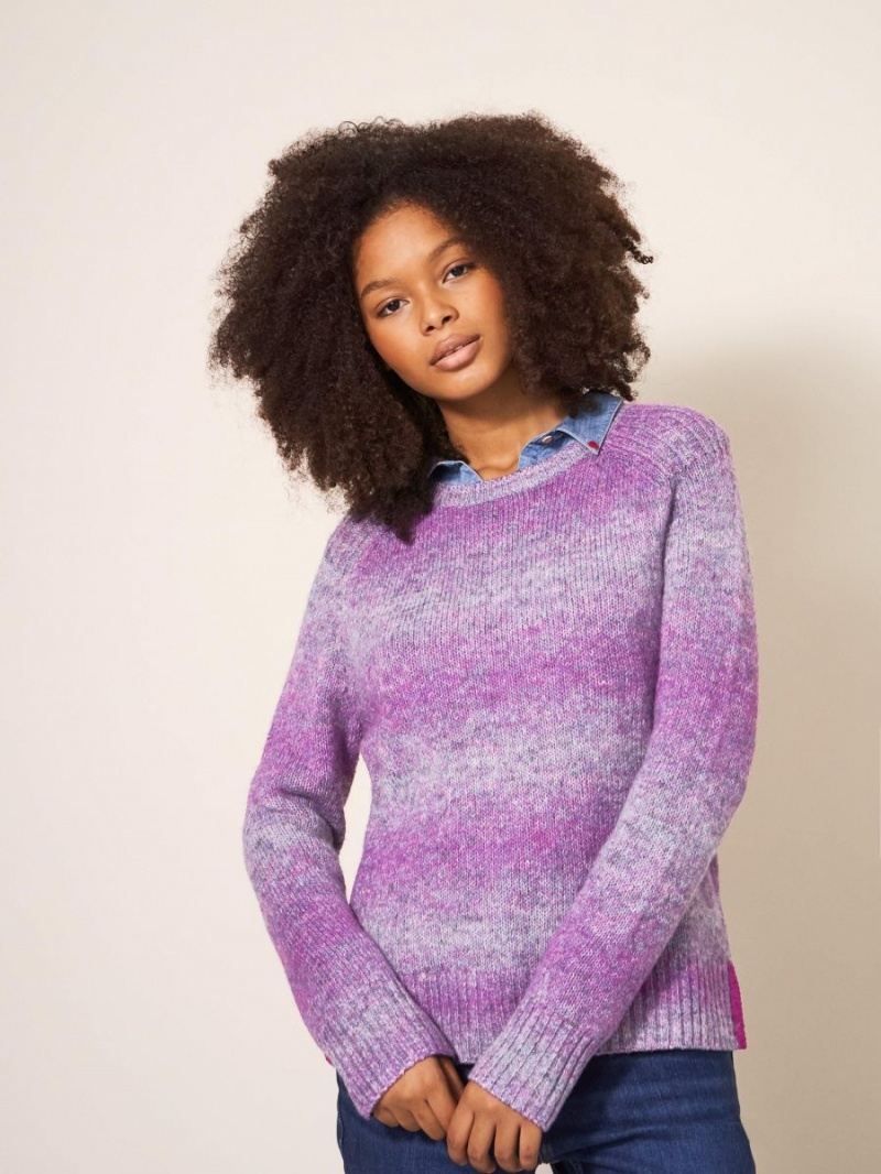 Purple Multi White Stuff Space Dye Wool Jumper | 42183RSJP