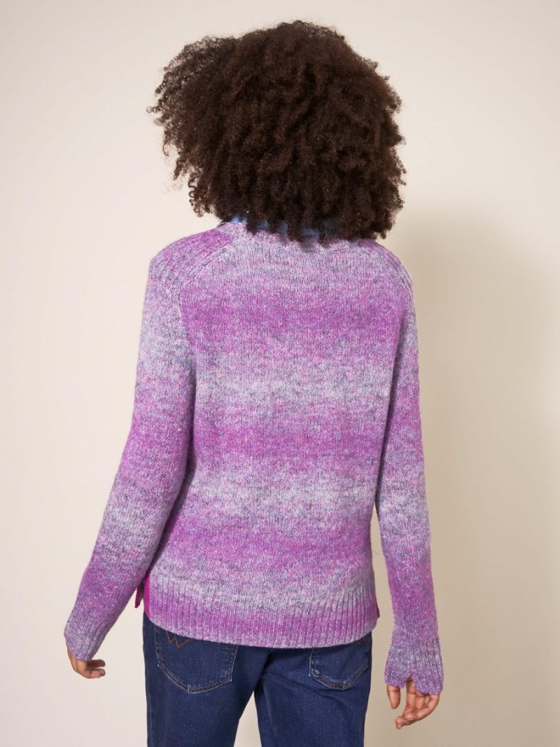 Purple Multi White Stuff Space Dye Wool Jumper | 42183RSJP