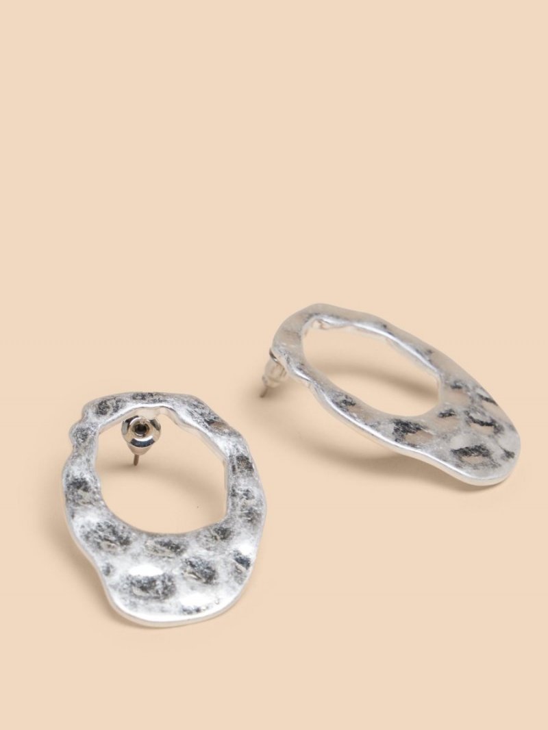 Silver Tone Metallic White Stuff Giacinta Hammered Earring | 69054FDXT