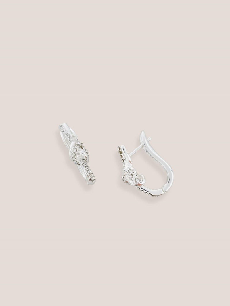 Silver Tone Metallic White Stuff Silver Plated Knot Earrings | 41862ISOD