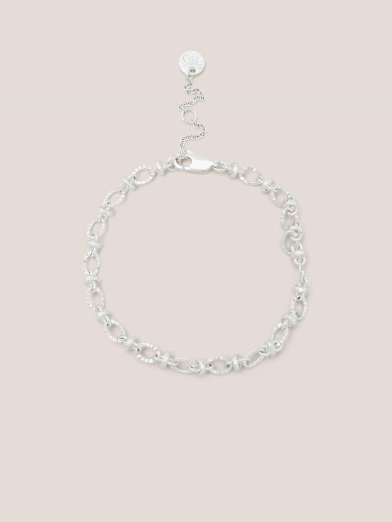 Silver Tone Metallic White Stuff Silver Plated Link Bracelet | 67432EYNO