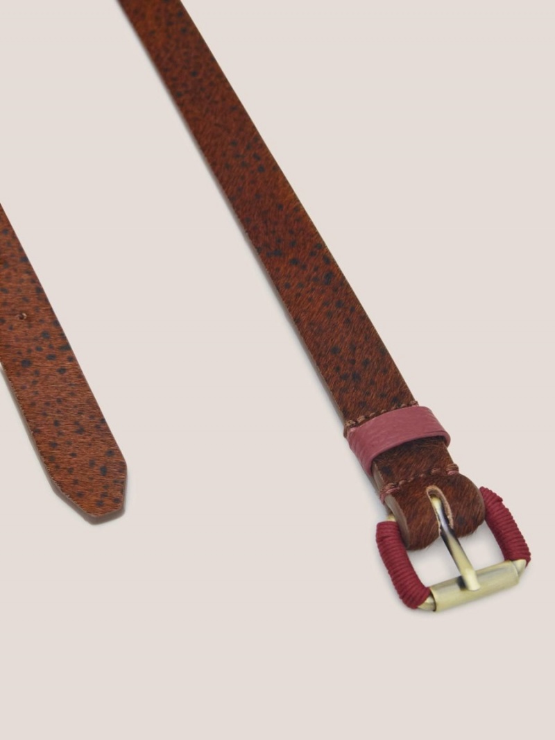 Tan Multi White Stuff Clara Leather Buckle Belt | 15703ITQM