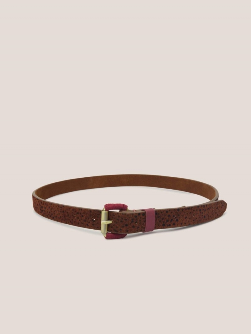 Tan Multi White Stuff Clara Leather Buckle Belt | 15703ITQM