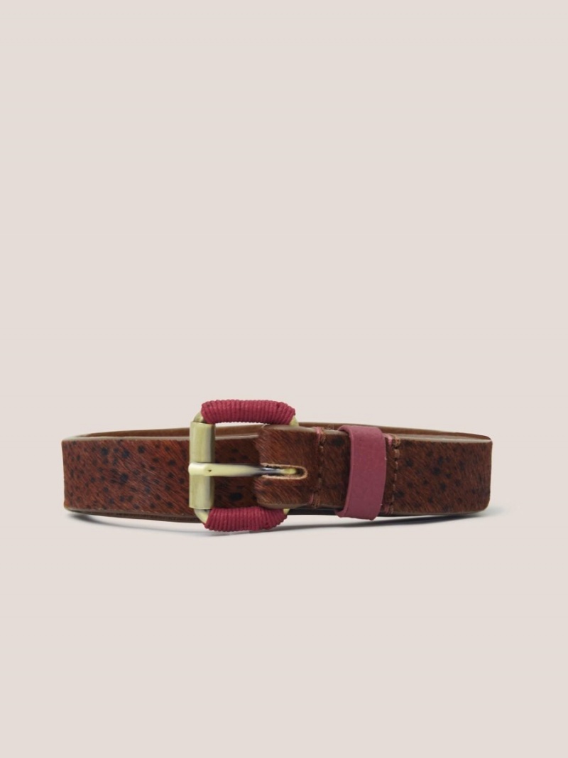 Tan Multi White Stuff Clara Leather Buckle Belt | 15703ITQM