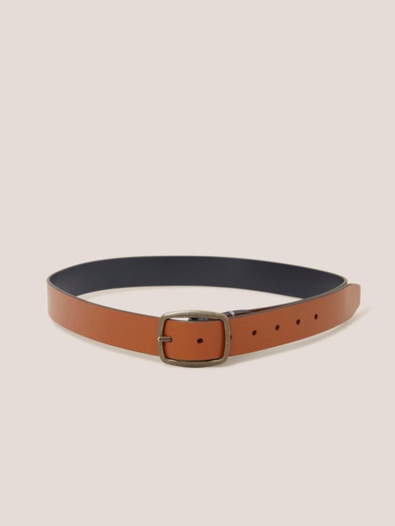 Tan Multi White Stuff Reversible Leather Belt | 80451ZWSX