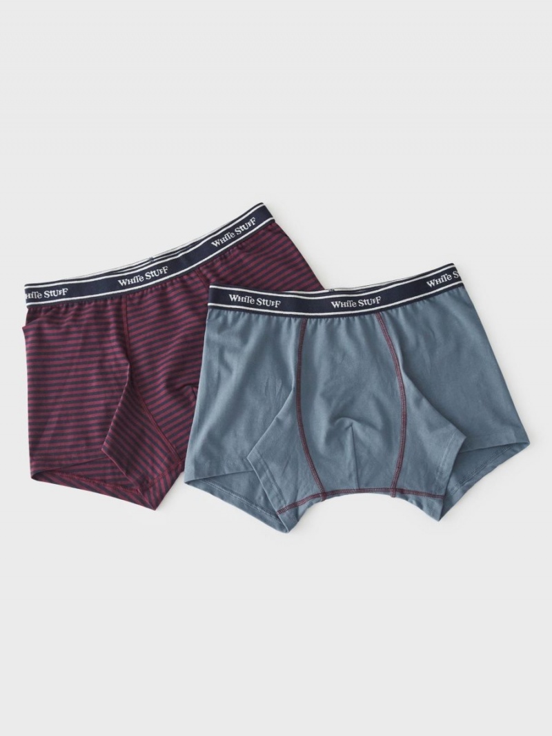 Teal Multi White Stuff 2 Pack Boxers Plain And Stripe | 59278RZFW