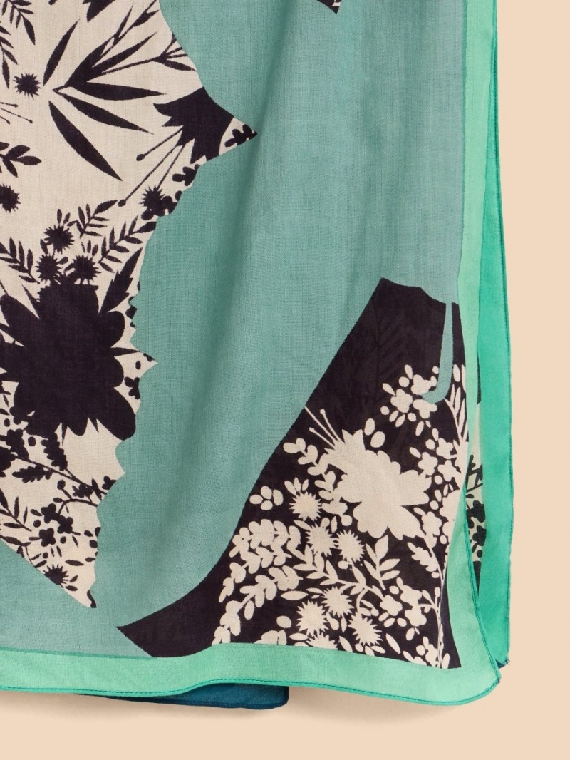 Teal Multi White Stuff Abstract Print Eco Vero Scarf | 21904ZIOQ