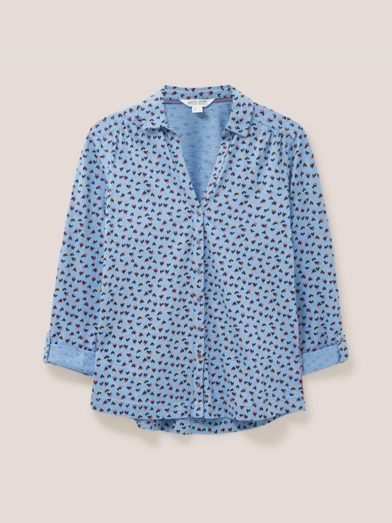 Teal Multi White Stuff Annie Cotton Jersey Shirt | 65708YERK