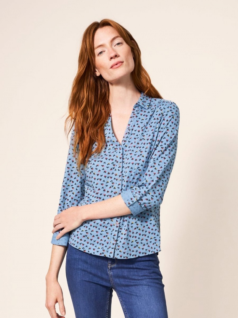 Teal Multi White Stuff Annie Cotton Jersey Shirt | 65708YERK