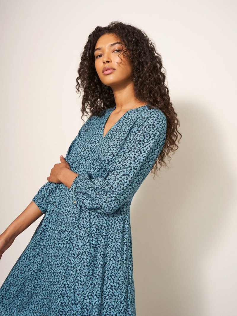 Teal Multi White Stuff Frances Eco Vero Dress | 25703XQJP