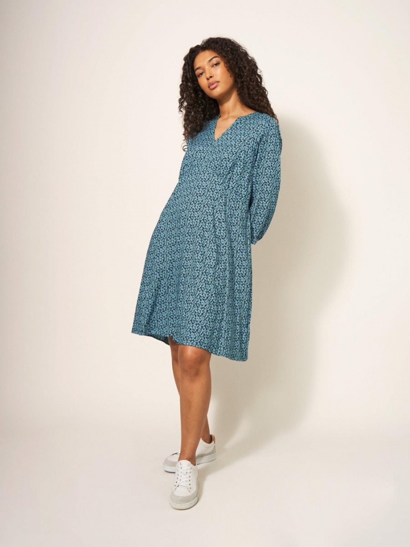 Teal Multi White Stuff Frances Eco Vero Dress | 25703XQJP