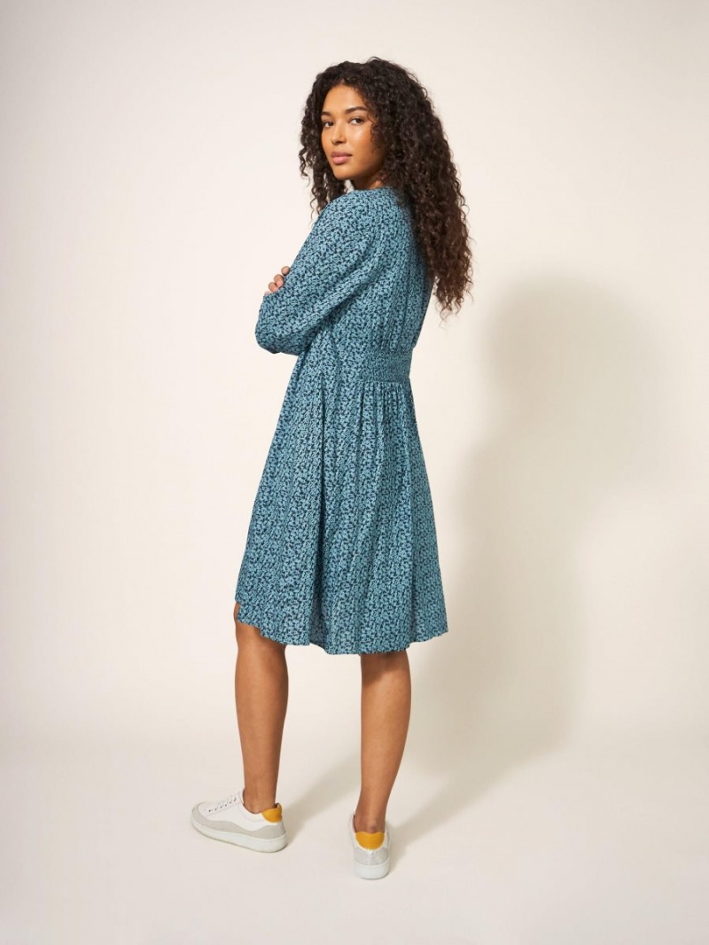 Teal Multi White Stuff Frances Eco Vero Dress | 25703XQJP