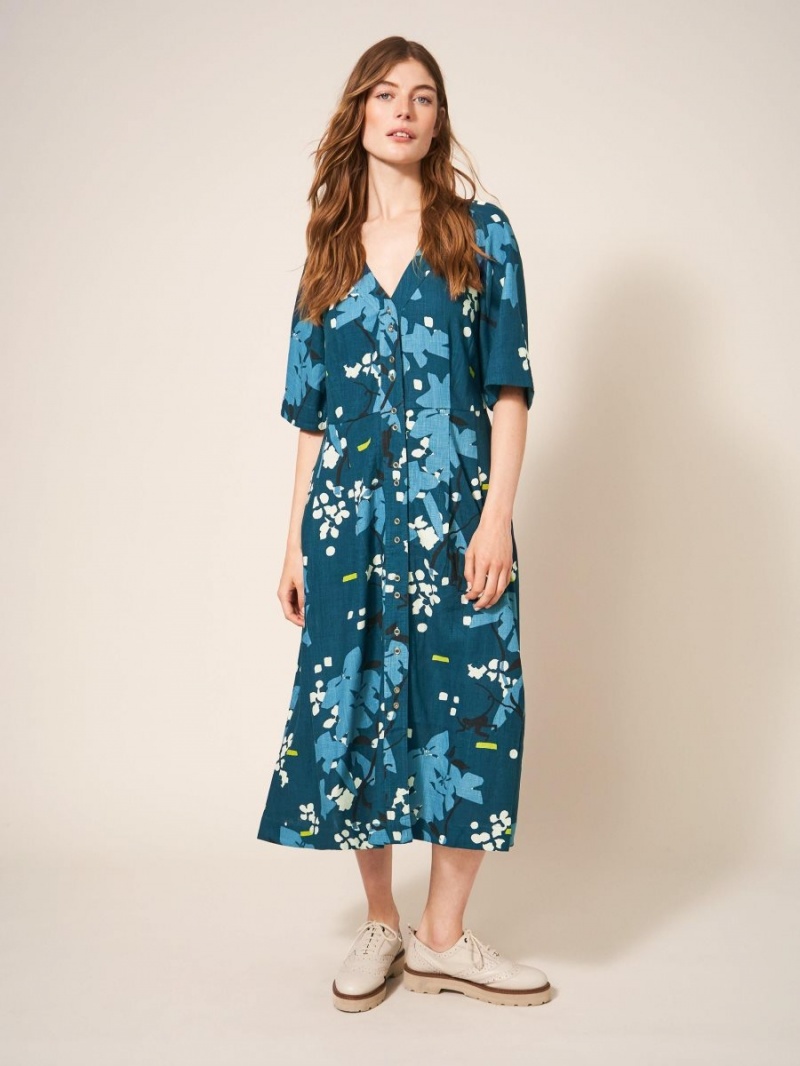 Teal Multi White Stuff Izzie Mid Length Dress | 09786ELTK